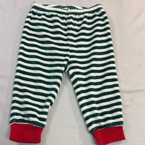 6-12M Striped Green and White Baby Pants with Red Cuffs